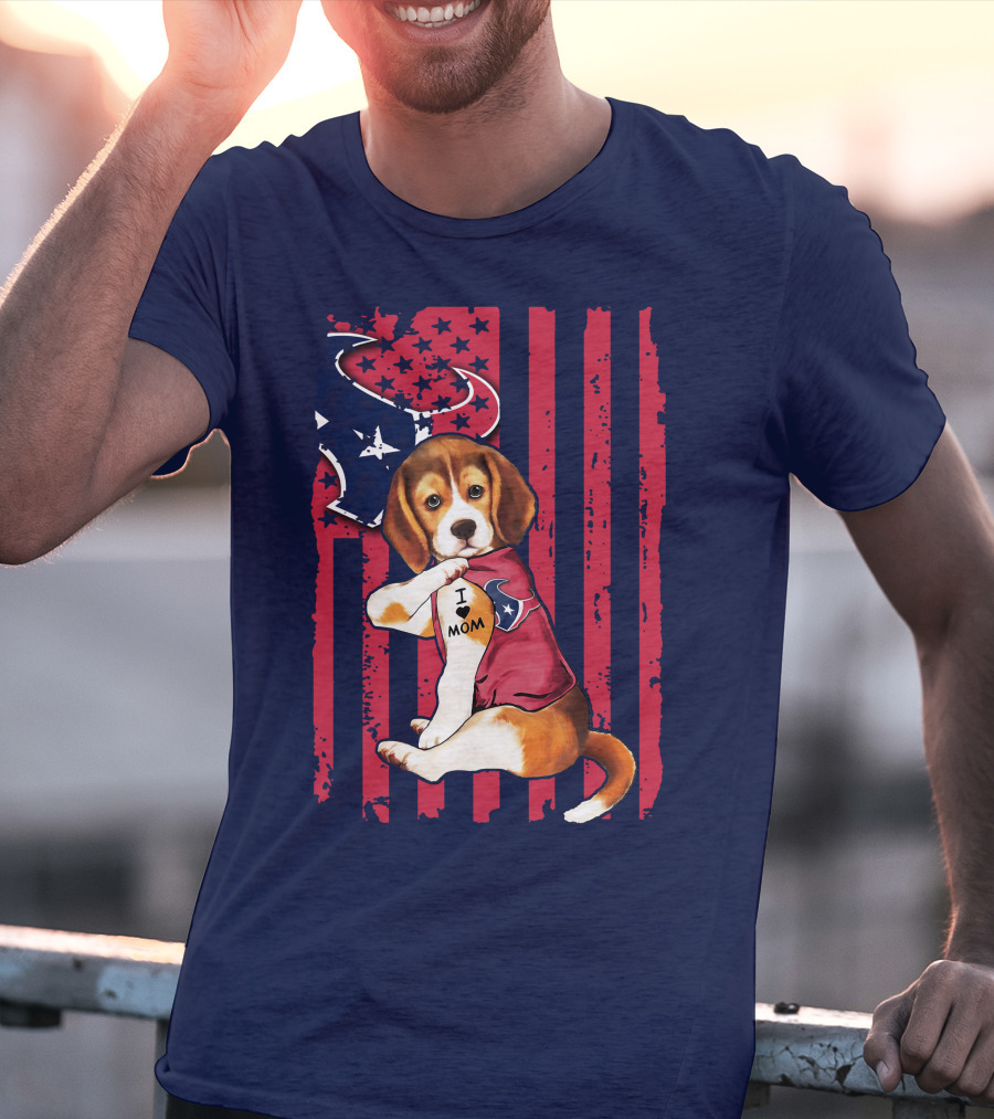 Houston Texans Beagle I Love Mom T-Shirt
