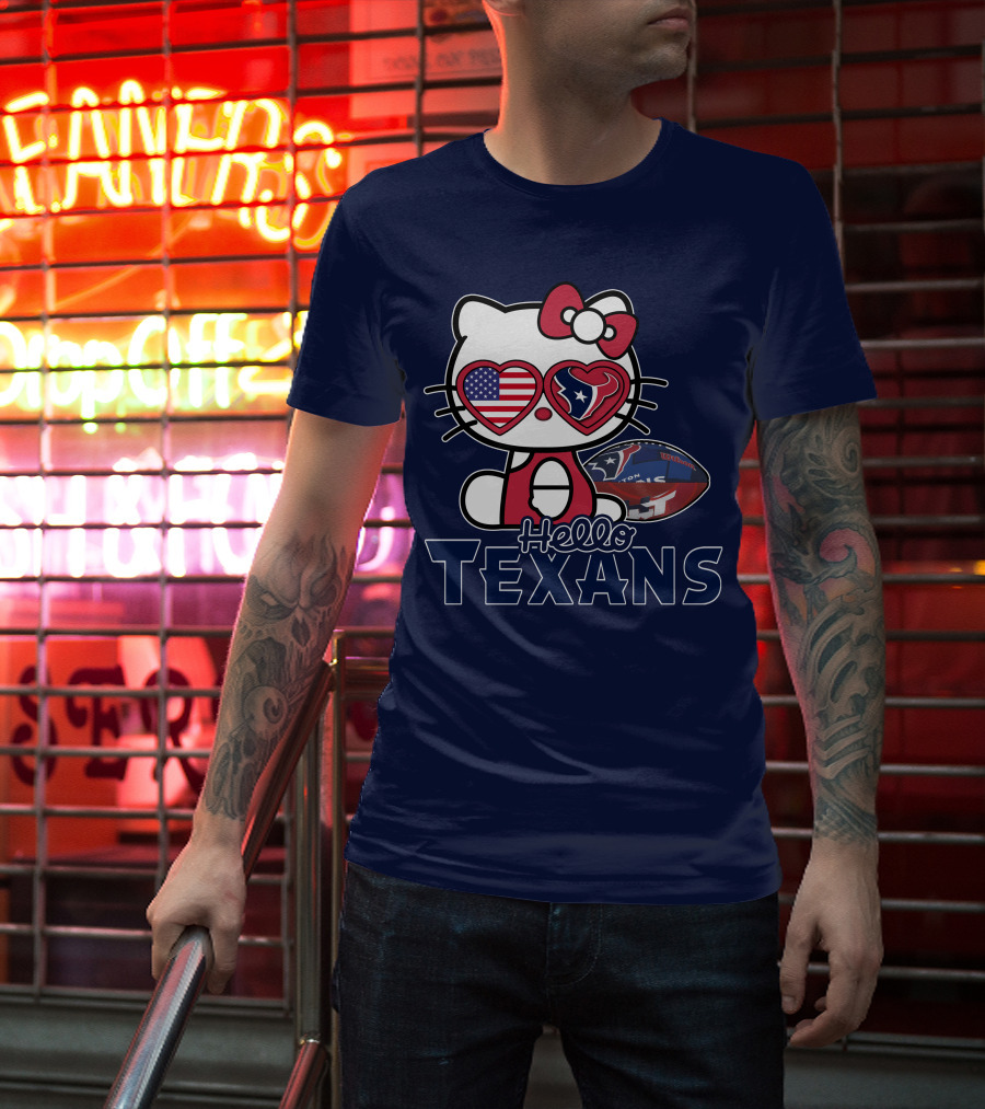 Hello Kitty Texans Football Heart USA Fan Love T-Shirt