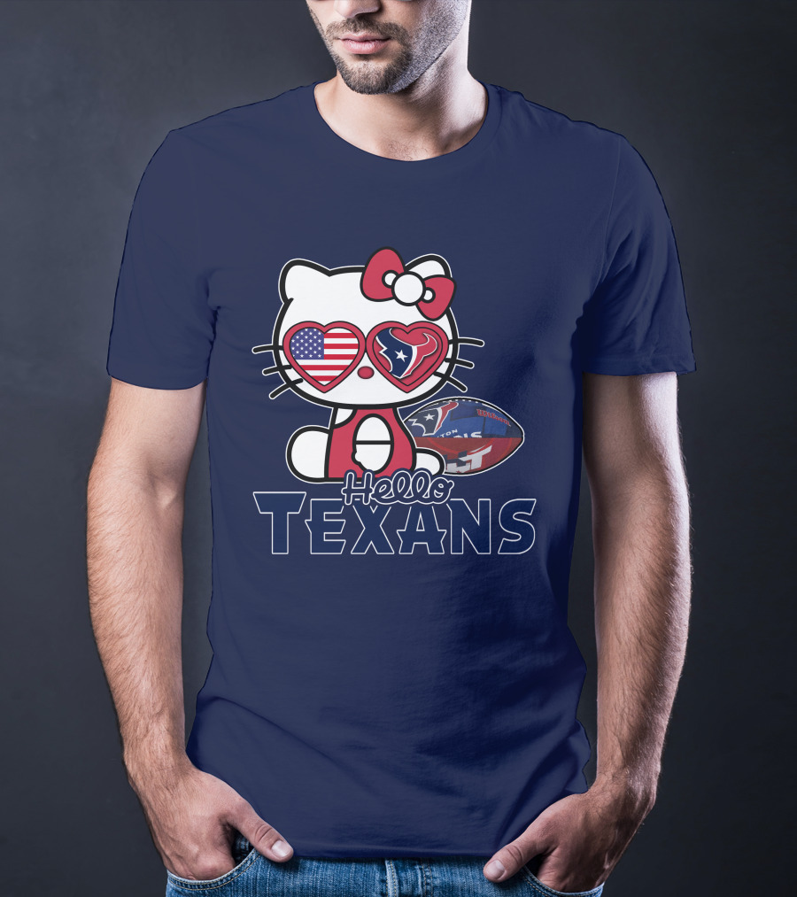 Hello Kitty Texans Football Heart USA Fan Love T-Shirt