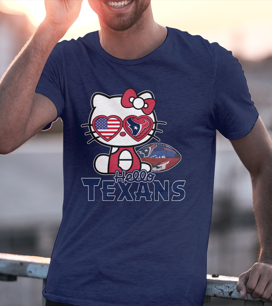 Hello Kitty Texans Football Heart USA Fan Love T-Shirt