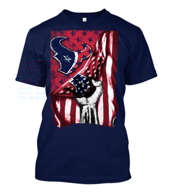Houston Texans Stars And Stripes American Flag Fist T-Shirt