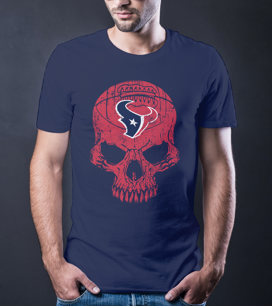 Houston Texans Skull Football Emblem 18 T-Shirt