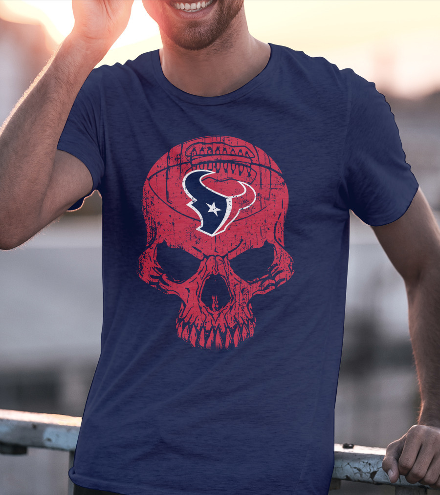 Houston Texans Skull Football Emblem 18 T-Shirt