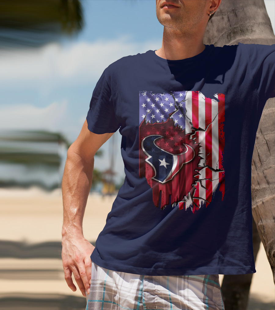 Flag Houston Texans American Flag Background T-Shirt