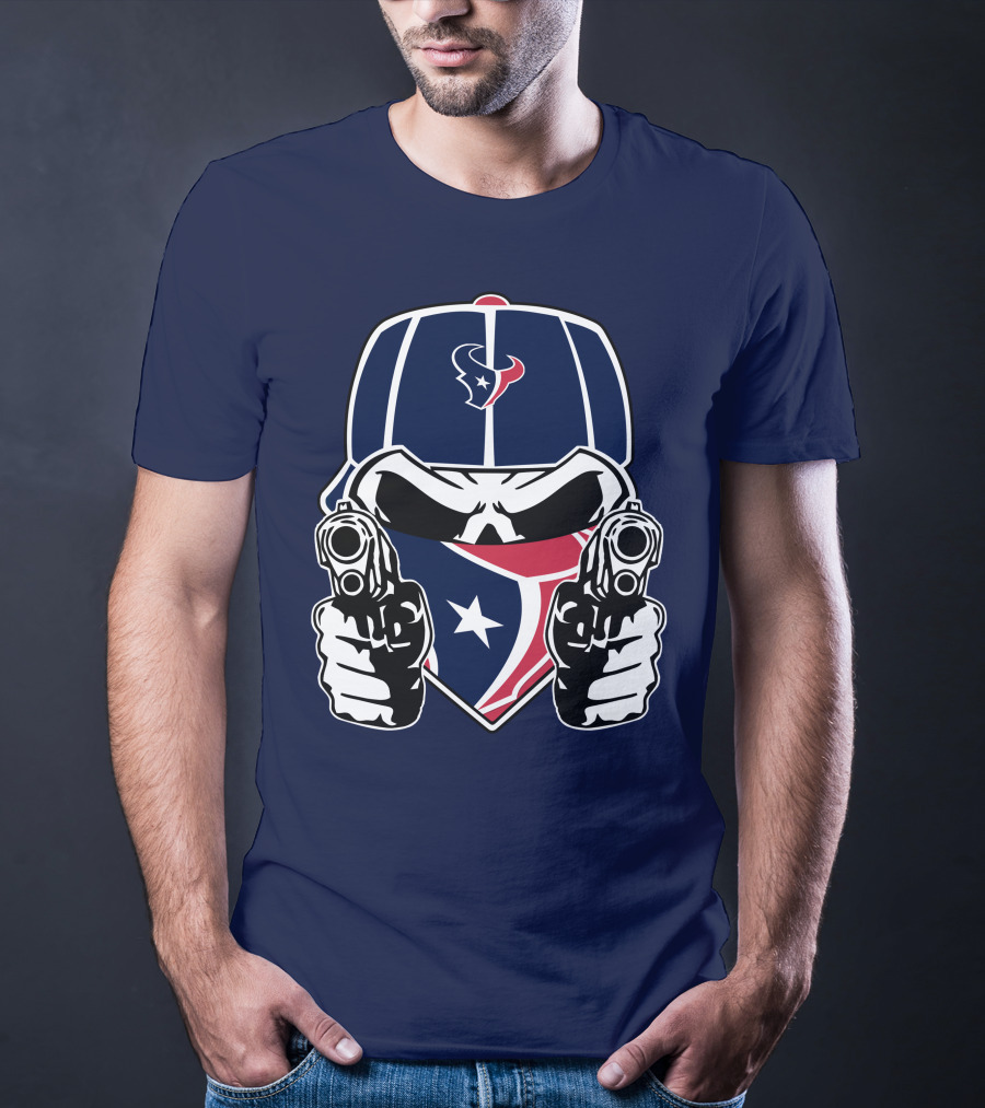 Houston Texans Skull Masked Gunslinger Fan Art T-Shirt