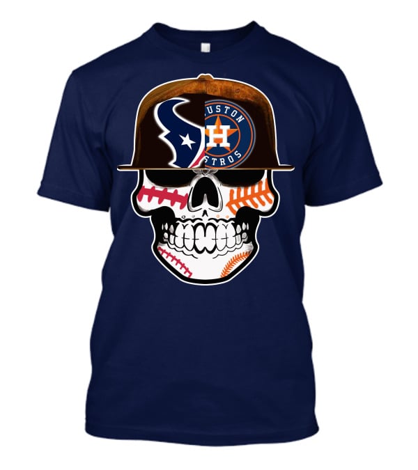 Houston Texans Astros Skull Logo Baseball Football Fusion T-Shirt