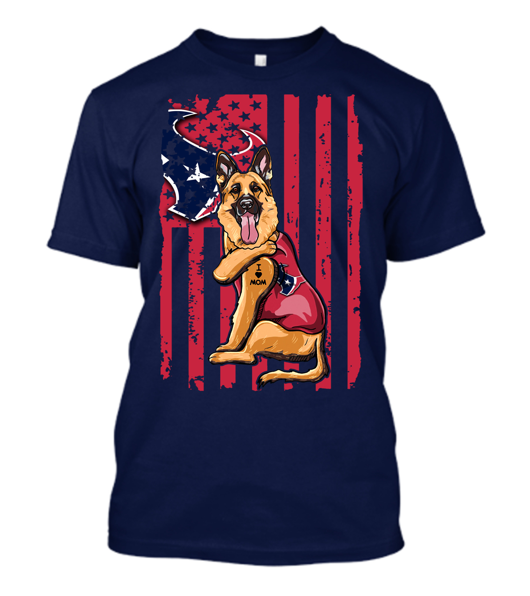 German Shepherd I Love Mom Houston Texans Flag T-Shirt