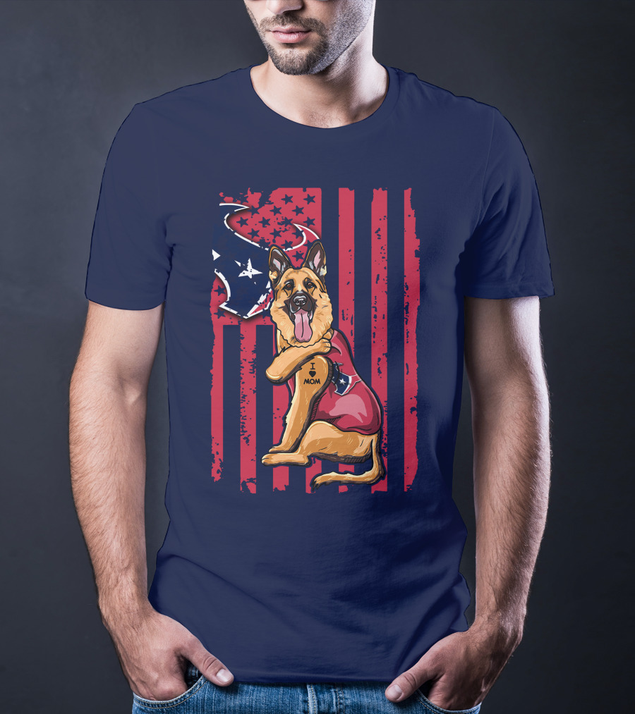 German Shepherd I Love Mom Houston Texans Flag T-Shirt