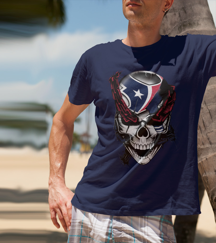 Houston Texans Skull With Chains T-Shirt