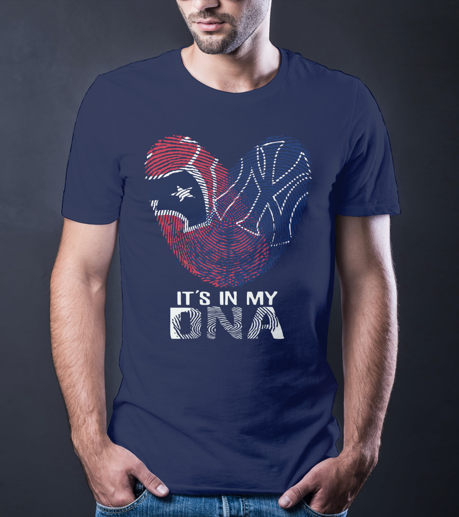 Houston Texans It's In My Dna Fingerprint Heart Yankees T-Shirt