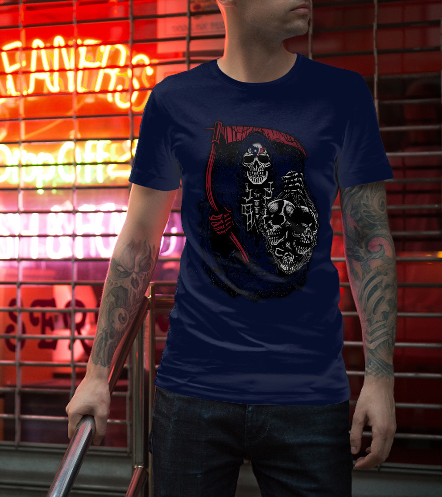 Houston Texans 07 Grim Reaper Skull Artwork T-Shirt