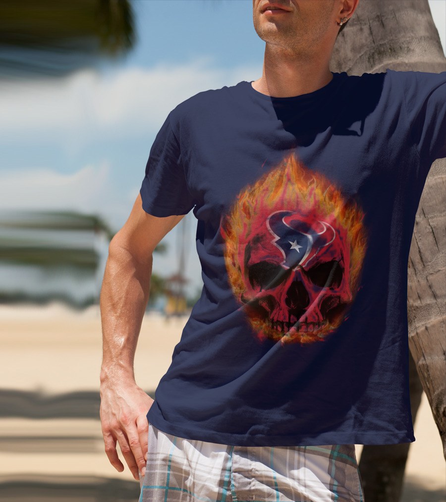 Houston Texans Flaming Skull T-Shirt