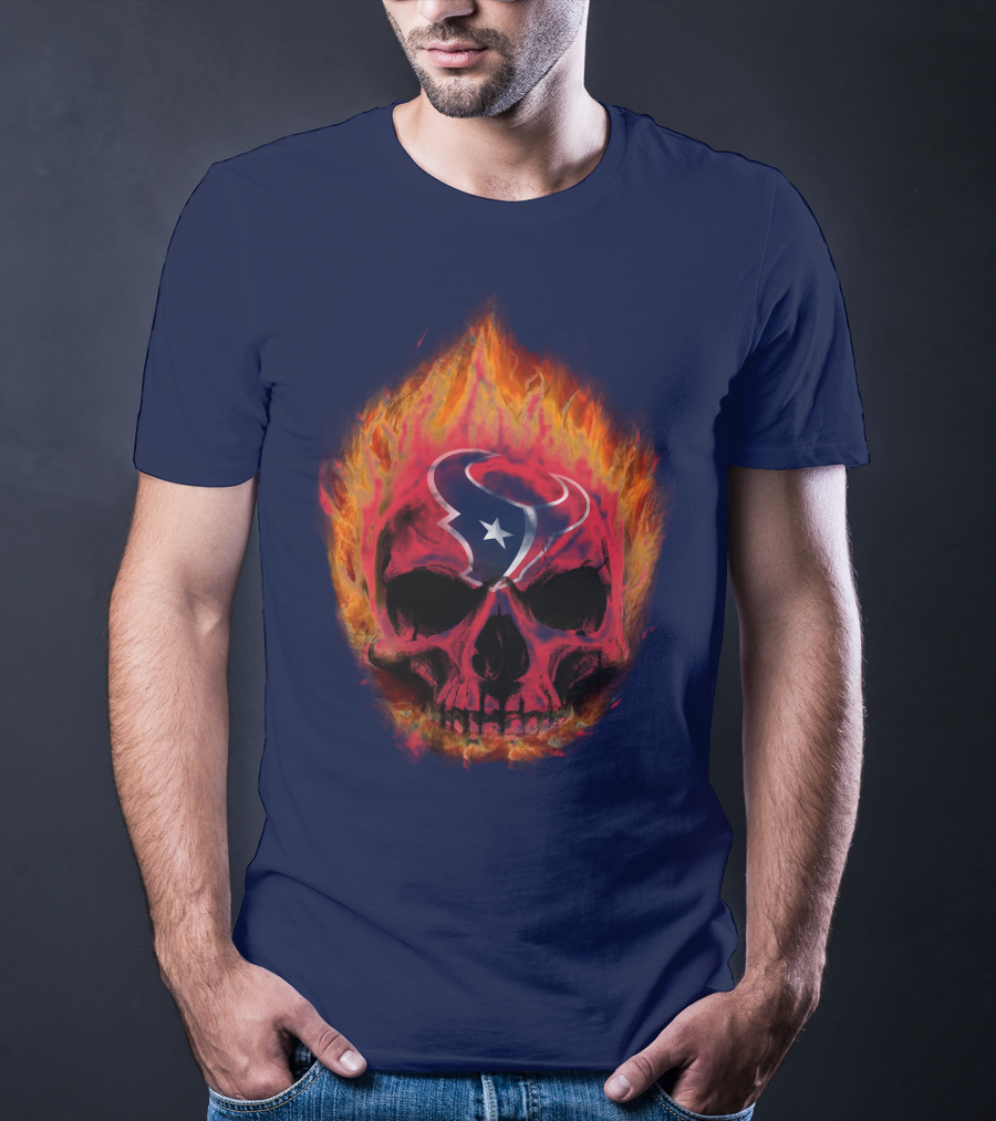 Houston Texans Flaming Skull T-Shirt