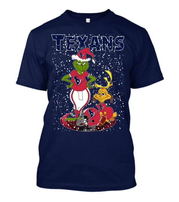 Grinch Christmas Houston Texans Holiday Football Collaboration T-Shirt