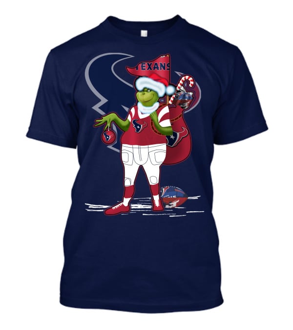 Grinchxmas Houston Texans Christmas Football Theme T-Shirt