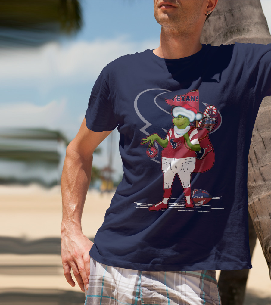 Grinchxmas Houston Texans Christmas Football Theme T-Shirt