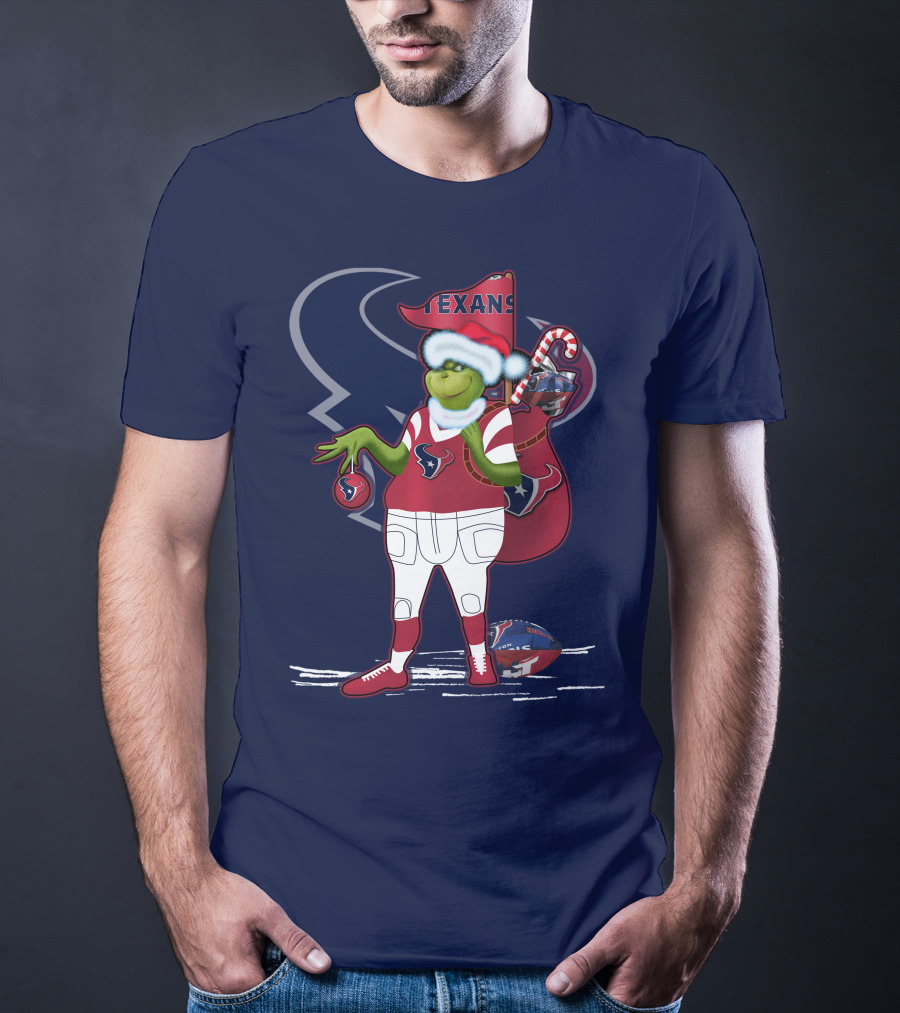 Grinchxmas Houston Texans Christmas Football Theme T-Shirt