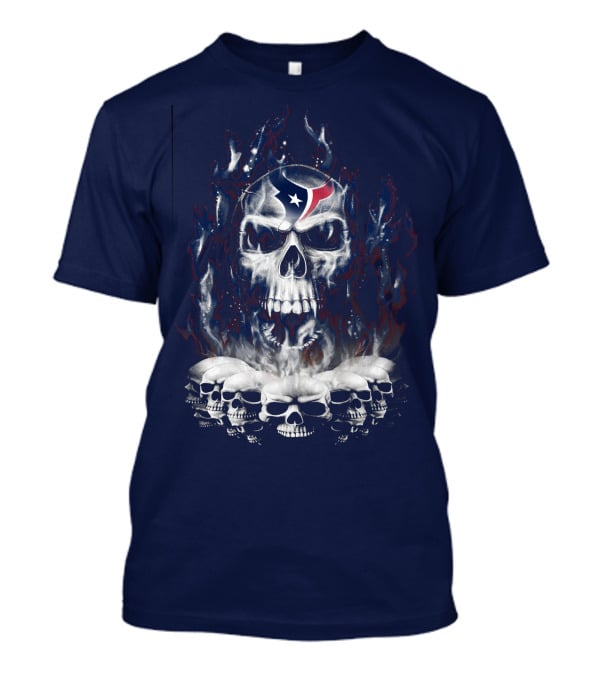 Houston Texans 28 Skull Flame T-Shirt