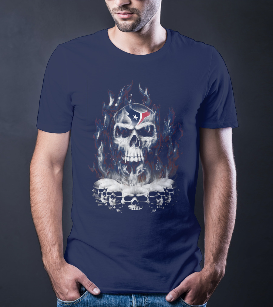 Houston Texans 28 Skull Flame T-Shirt