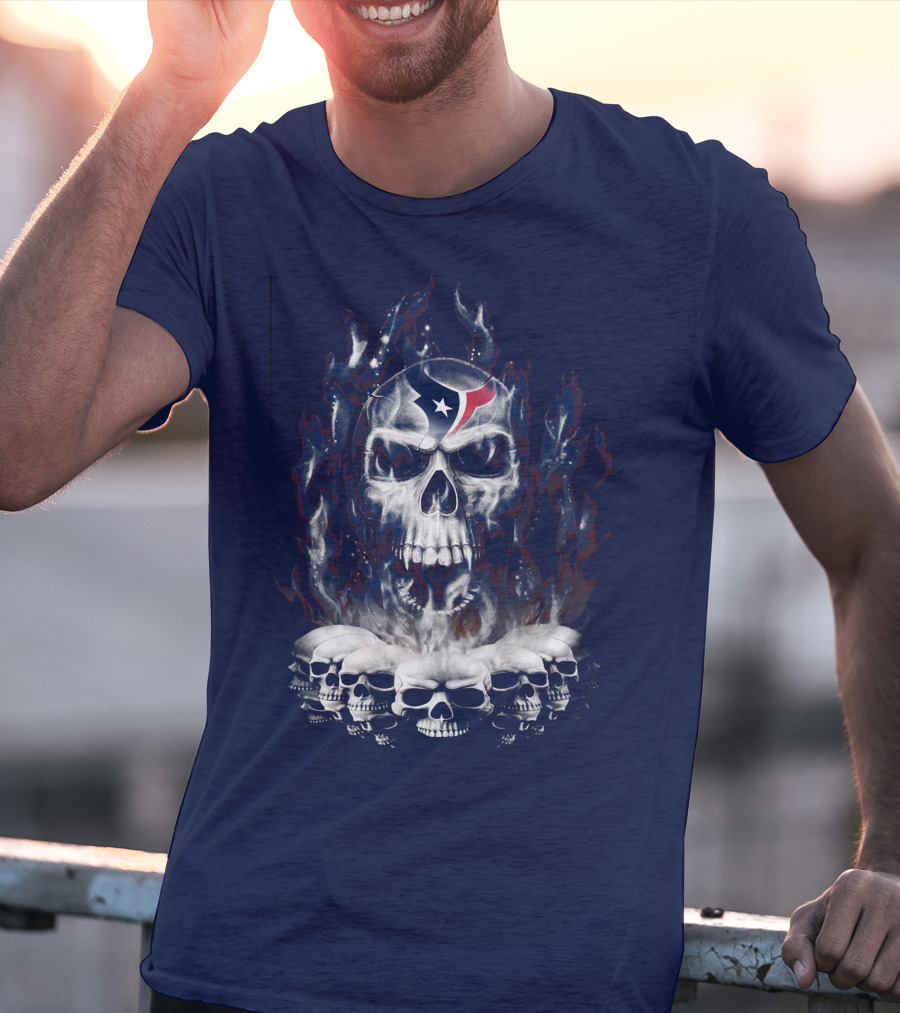 Houston Texans 28 Skull Flame T-Shirt