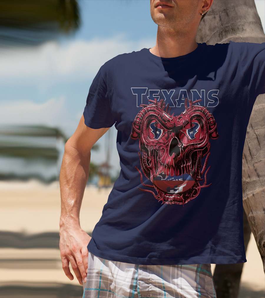 Texans Dragonskull Football Face T-Shirt
