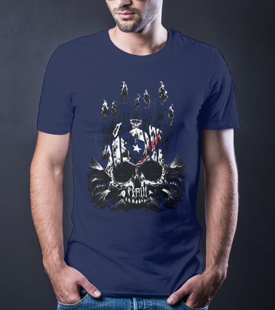 Houston Texans 31 Skull With Flames And Lone Star Flag Theme T-Shirt