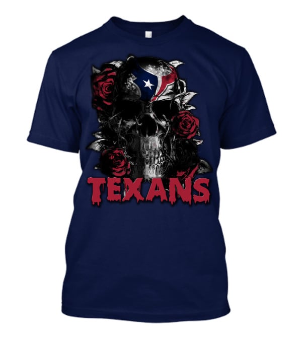 Texans Skull With Roses And Helmet T-Shirt