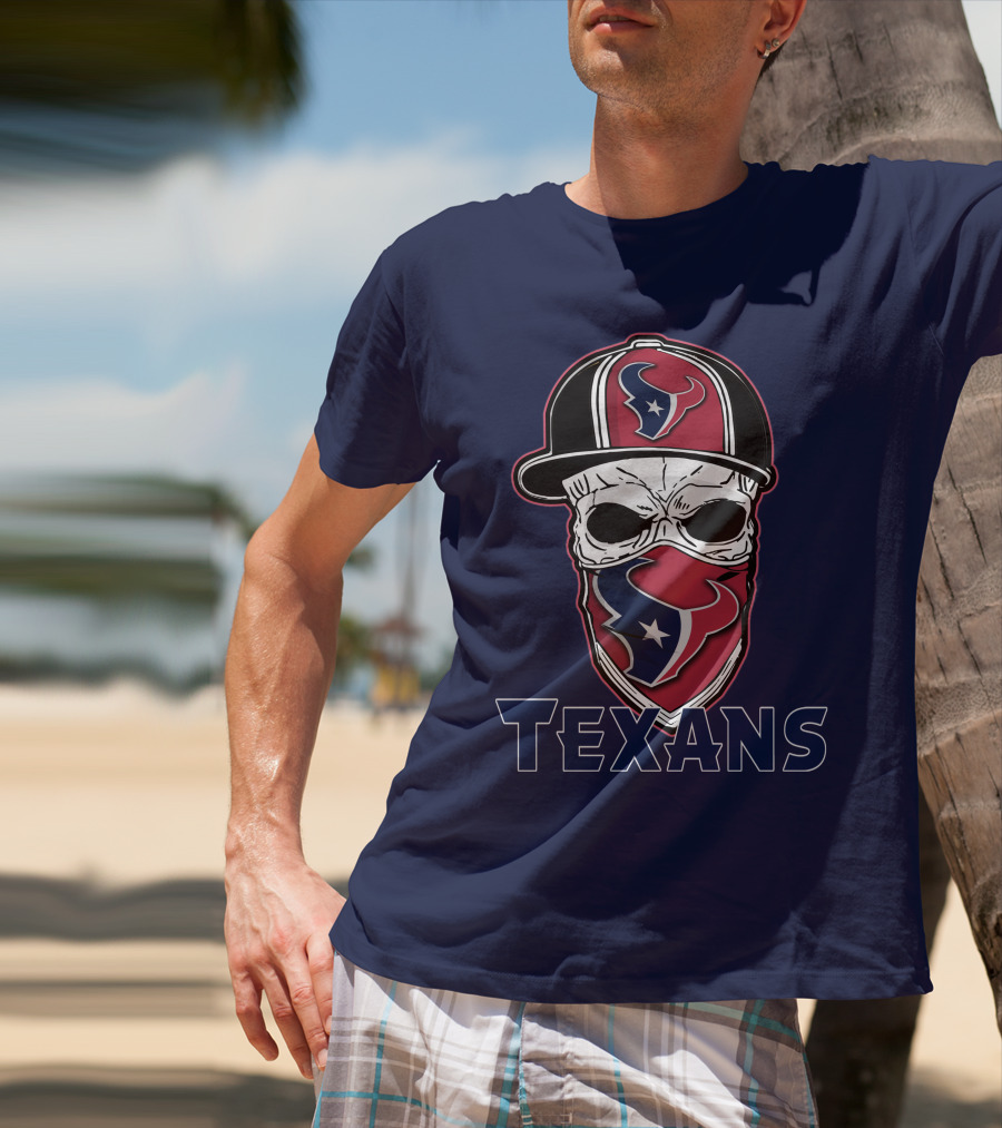 Houston Texans Skull Hat T-Shirt