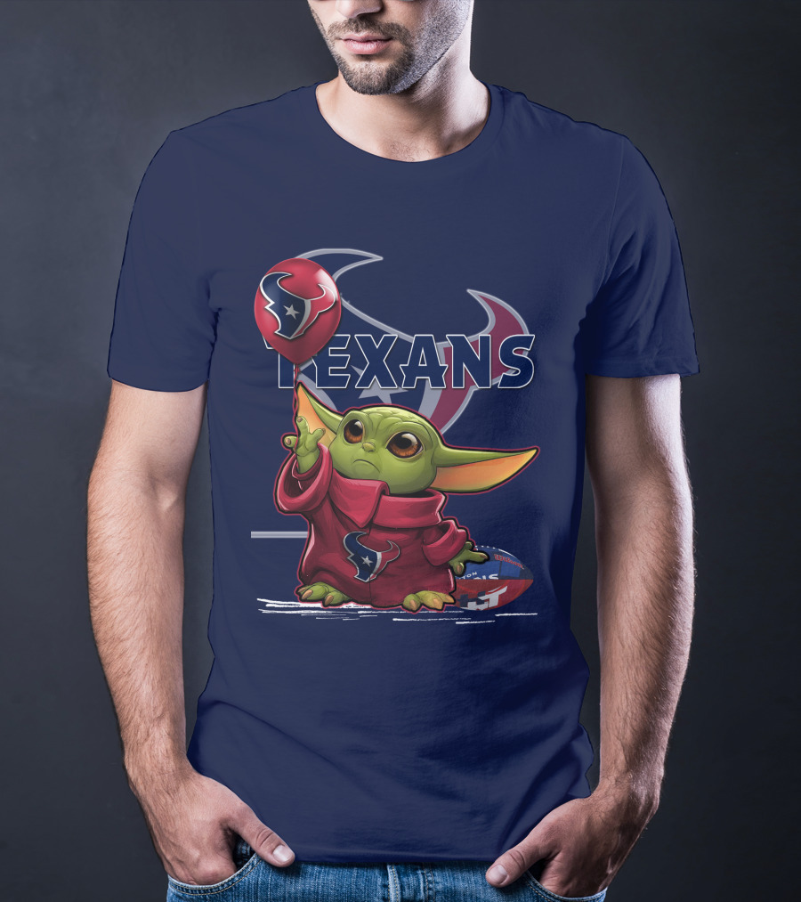 Yoda Texans Holding Balloon Football T-Shirt