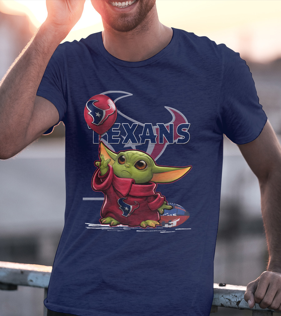 Yoda Texans Holding Balloon Football T-Shirt