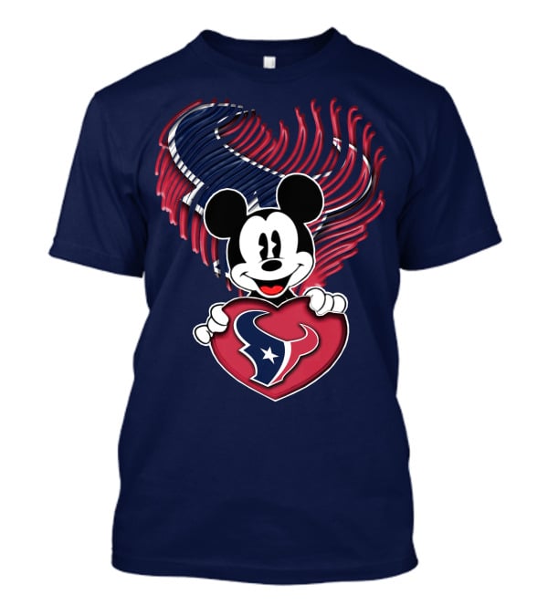 Mick Mouse Heart Houston Texans T-Shirt