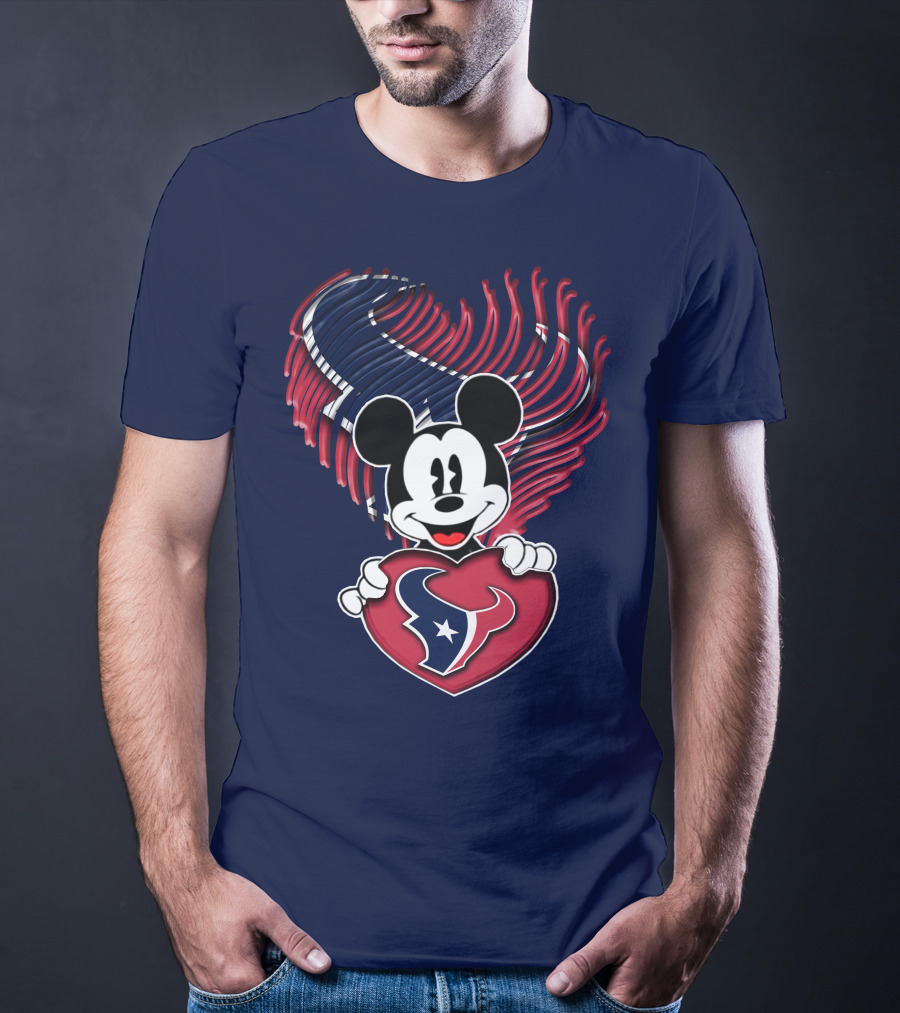 Mick Mouse Heart Houston Texans T-Shirt