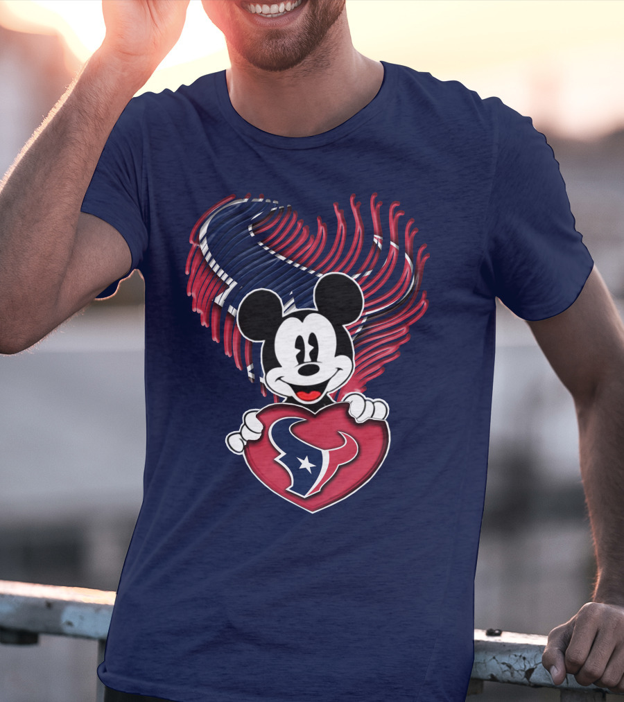 Mick Mouse Heart Houston Texans T-Shirt