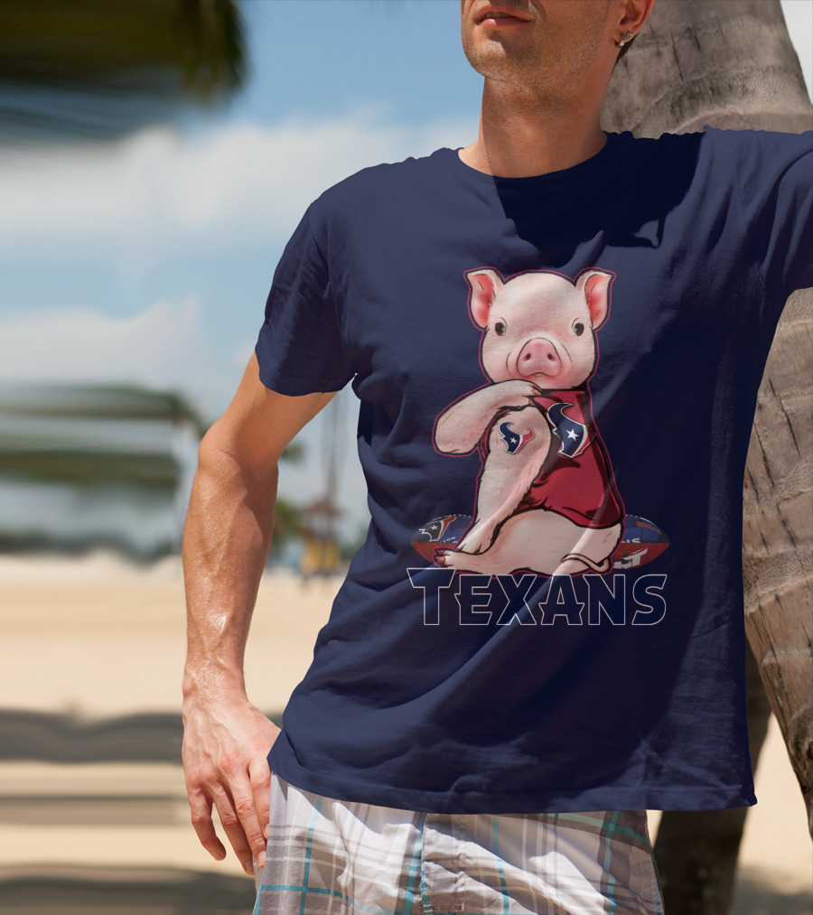 Texans Pig With Houston Logo Football T-Shirt