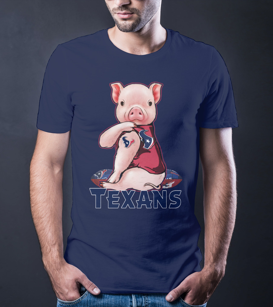 Texans Pig With Houston Logo Football T-Shirt
