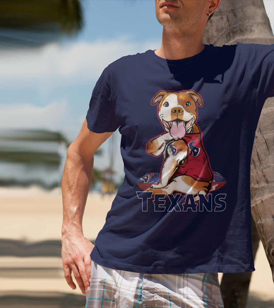 Pittbull Texans Football Icon With Houston Spirit T-Shirt