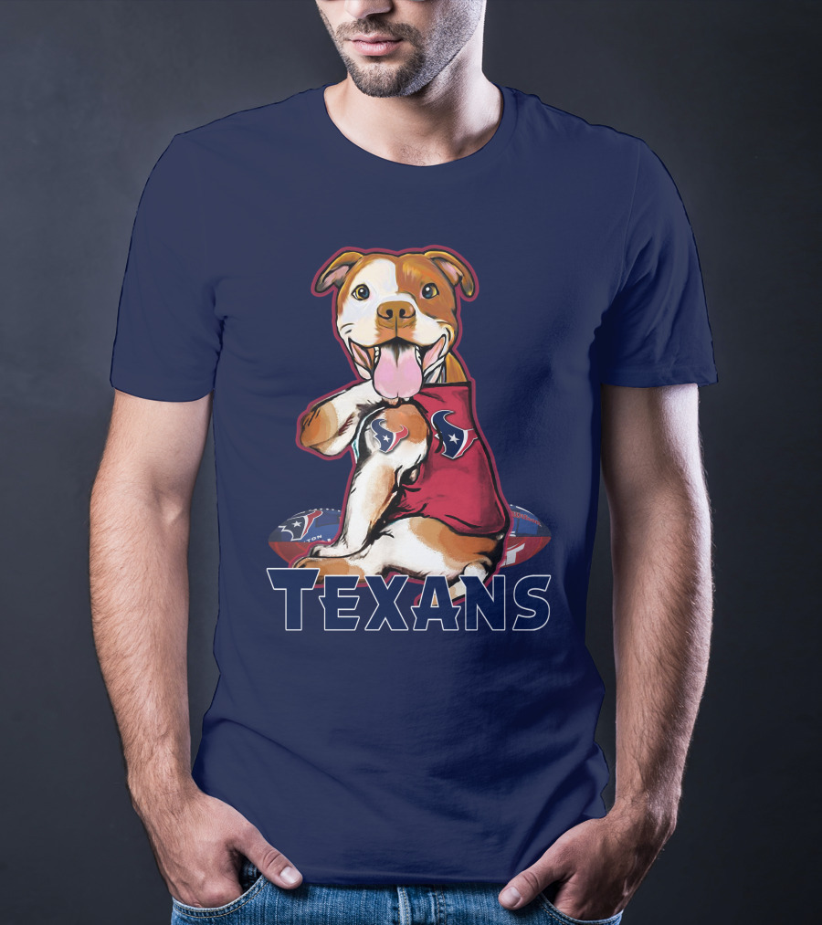 Pittbull Texans Football Icon With Houston Spirit T-Shirt
