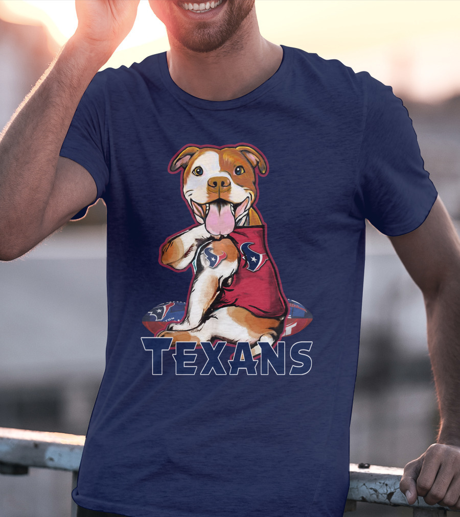 Pittbull Texans Football Icon With Houston Spirit T-Shirt