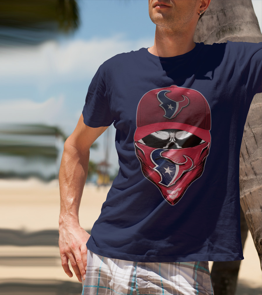 Houston Texans Skull Mask Hat T-Shirt