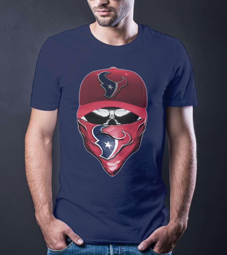 Houston Texans Skull Mask Hat T-Shirt