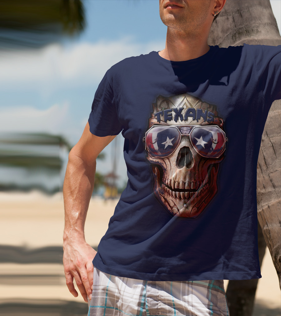Texans Skull With Star Sunglasses T-Shirt