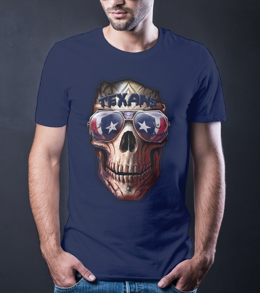 Texans Skull With Star Sunglasses T-Shirt