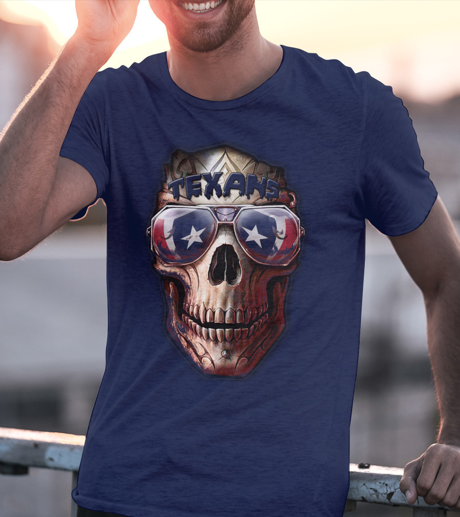 Texans Skull With Star Sunglasses T-Shirt