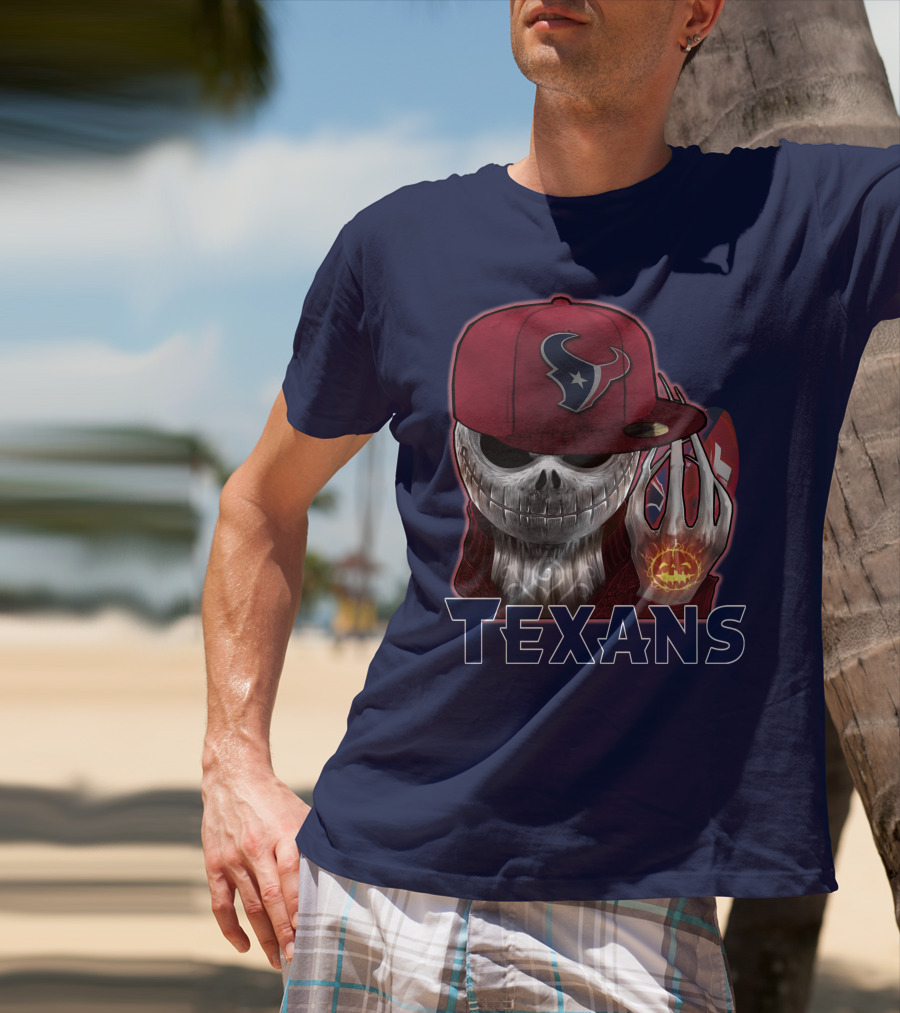 Jackskull Texans Football Halloween Pumpkin T-Shirt