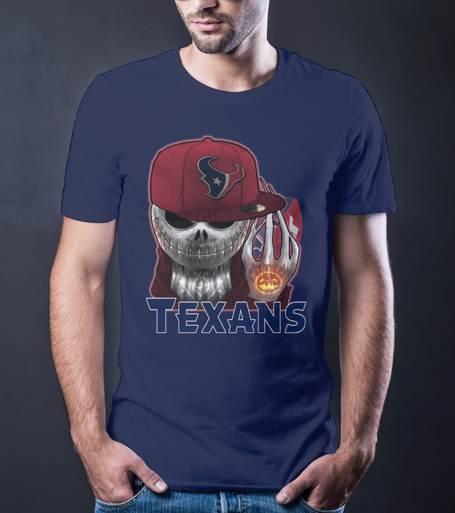 Jackskull Texans Football Halloween Pumpkin T-Shirt