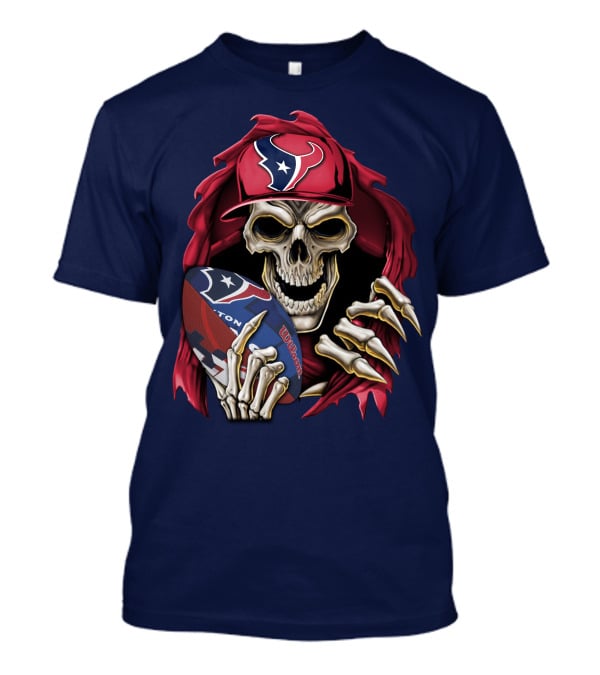 Skullbong Houston Texans Skeleton Football Cap And Wilson Rugby T-Shirt