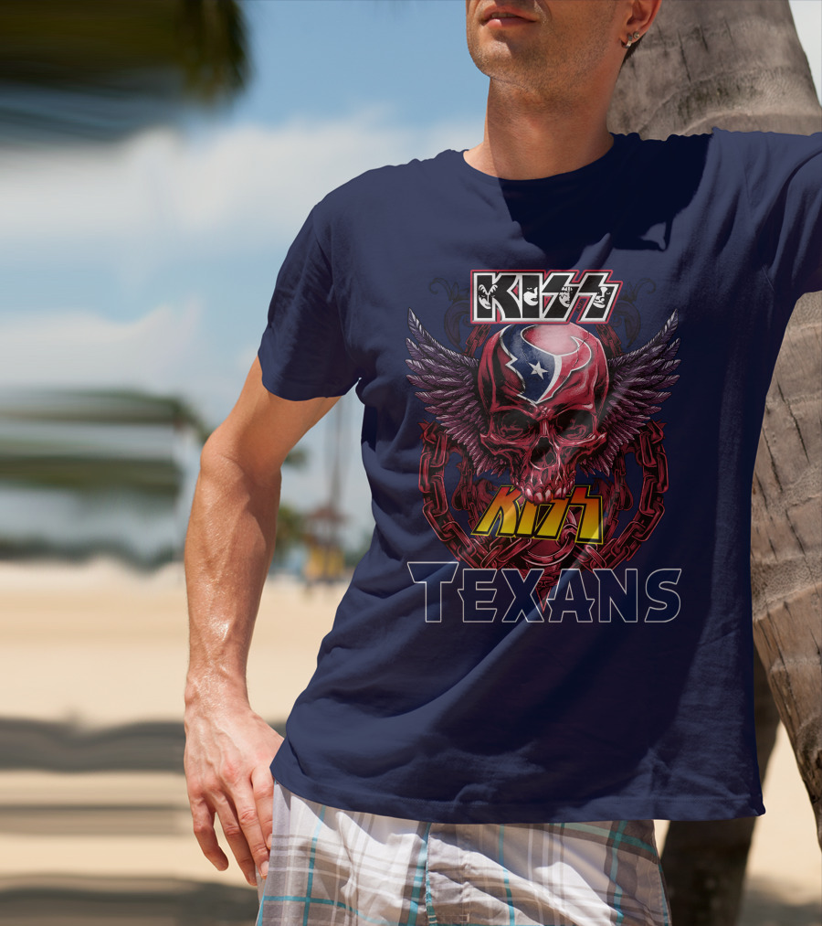 KISS Houston Texans Skull Wings T-Shirt