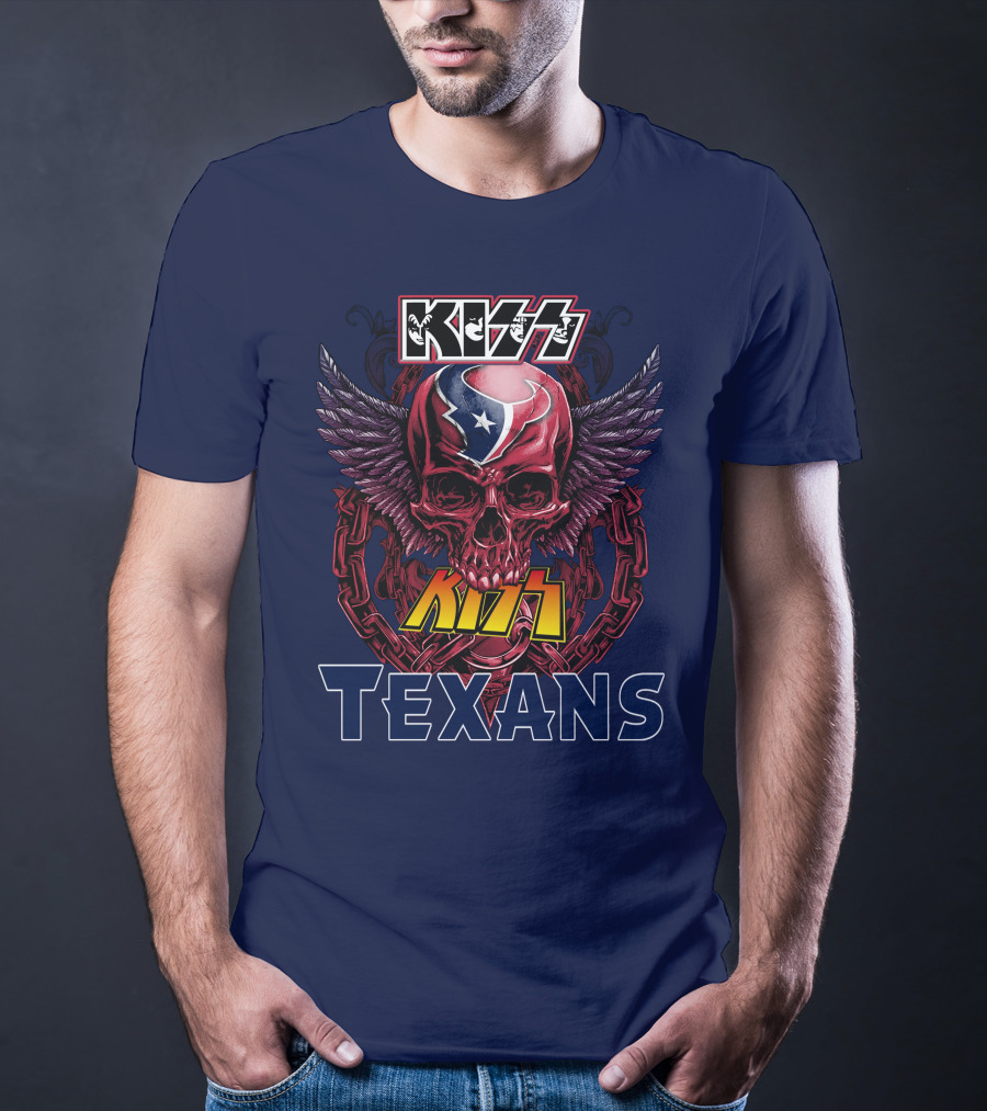 KISS Houston Texans Skull Wings T-Shirt