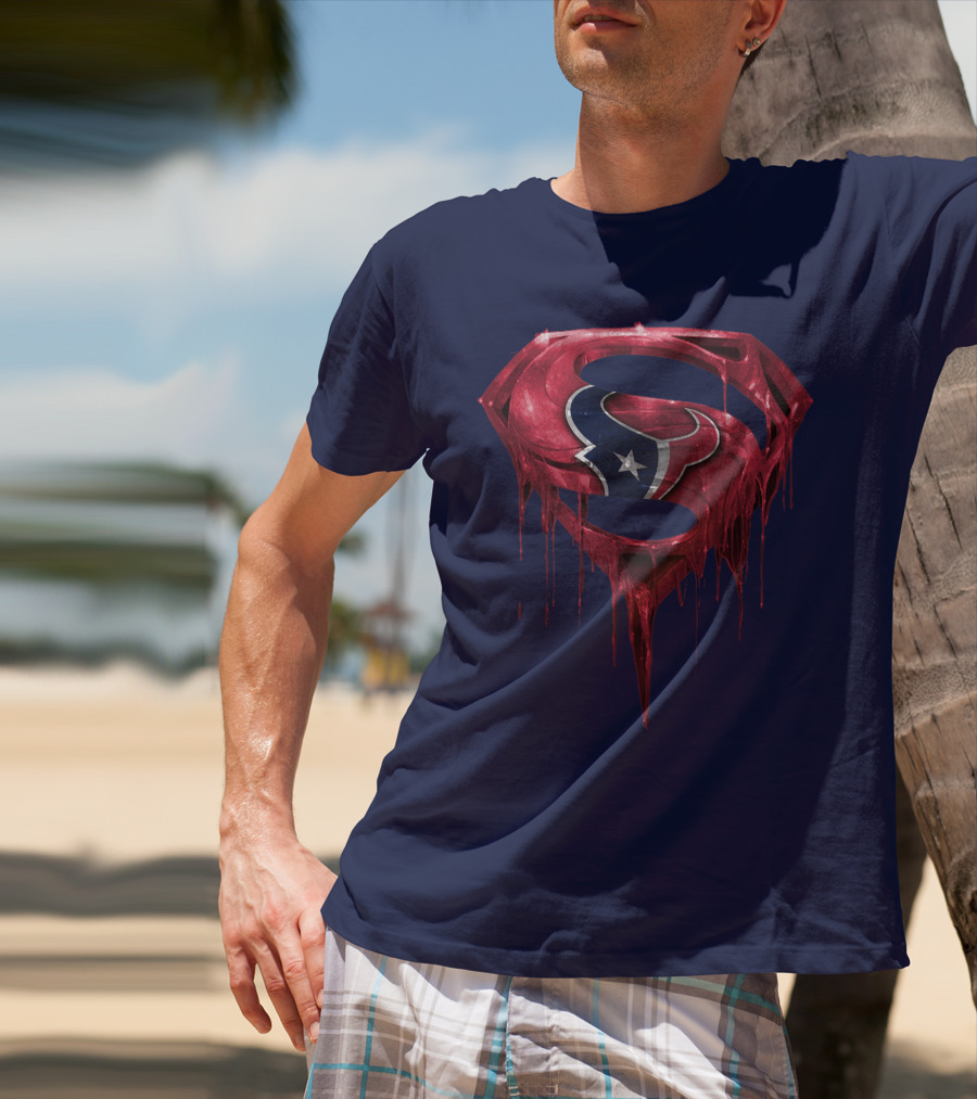 Superman Houston Texans Logo Fusion T-Shirt