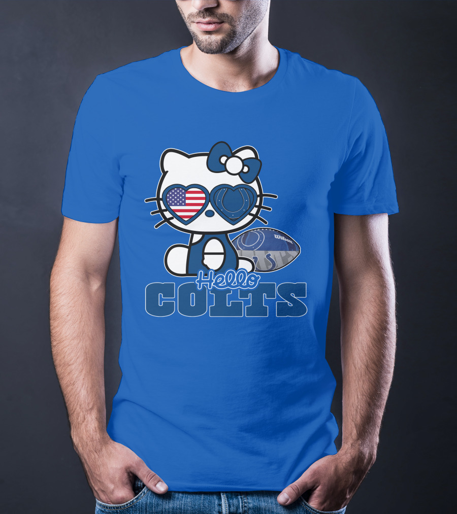 Hello Kitty Indianapolis Colts Football Fan USA Flag T-Shirt